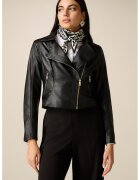 Oltre Jacheta biker de piele ecologica cu buzunare cu fermoar - Negru