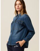 Oltre Jacheta-camasa de denim cu buzunare pe piept - Albastru melange