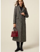 Oltre Palton lung cu model herringbone - Negru/Alb murdar