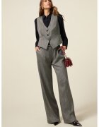 Oltre Pantaloni cu croiala ampla si model Herringbone - Negru/Alb murdar