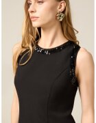 Oltre Rochie cu maneci scurte si garnituri cu strasuri - Negru