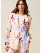 Oltre Sacou cu model floral - Visiniu/Bej deschis