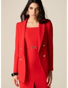 Oltre Sacou lung cu revere decupate - Rosu