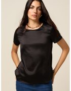 Oltre Tricou cu decolteu la baza gatului si model uni - Negru
