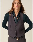 Oltre Vesta crop cu buzunare cu refilet - Gri melange