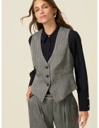 Oltre Vesta cu decolteu in V si model herringbone - Negru/Alb murdar