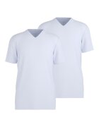 OLYMP Set de tricouri cu decolteu in V si model uni - 2 piese - Alb