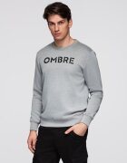 OMBRE Bluza clasica cu imprimare B1711 - Gri deschis melange