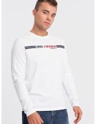 OMBRE Bluza cu decolteu la baza gatului si imprimeu logo - Rosu/Alb/Bleumarin