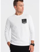 OMBRE Bluza de bumbac cu decolteu la baza gatului - Alb/Negru