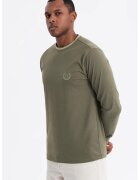 OMBRE Bluza de bumbac cu logo - Verde masliniu