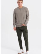 OMBRE Bluza de trening cu decolteu la baza gatului si model uni - Bej
