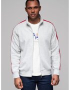 OMBRE Bluza de trening cu fermoar si buzunare laterale - Rosu/Gri deschis melange