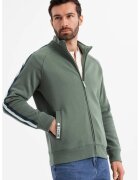 OMBRE Bluza de trening cu fermoar si buzunare laterale - Verde masliniu
