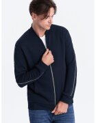 OMBRE Bluza de trening cu fermoare laterale decorative - Bleumarin