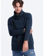 OMBRE Bluza de trening cu guler inalt si fermoar - Bleumarin