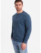 OMBRE Bluza de trening din bumbac cu decolteu la baza gatului - Albastru inchis