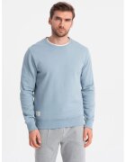 OMBRE Bluza de trening din bumbac cu decolteu la baza gatului - Albastru pastel