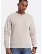 OMBRE Bluza de trening din bumbac cu decolteu la baza gatului - Bej deschis