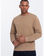 OMBRE Bluza de trening din bumbac cu decolteu la baza gatului - Maro camel