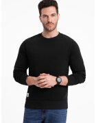 OMBRE Bluza de trening din bumbac cu decolteu la baza gatului - Negru