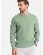 OMBRE Bluza de trening din bumbac cu decolteu la baza gatului - Verde fistic