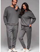 OMBRE Bluza de trening unisex cu maneci cazute - Gri inchis
