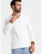OMBRE Bluza din amestec de bumbac cu decolteu in V - Alb