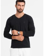 OMBRE Bluza din amestec de bumbac cu decolteu in V - Negru