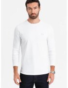 OMBRE Bluza din amestec de bumbac cu decolteu la baza gatului - Alb