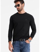 OMBRE Bluza din amestec de bumbac cu decolteu la baza gatului - Negru