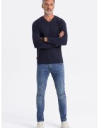 OMBRE Bluza din bumbac cu decolteu in V - Bleumarin