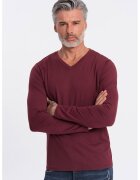OMBRE Bluza din bumbac cu decolteu in V - Visiniu