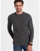 OMBRE Bluza din bumbac cu decolteu la baza gatului - Gri inchis