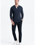 OMBRE Bluza din bumbac cu fenta cu nasturi - Albastru ultramarin