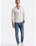 OMBRE Bluza din bumbac cu fenta cu nasturi - Gri deschis