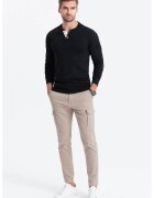 OMBRE Bluza din bumbac cu fenta cu nasturi - Negru