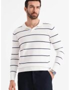 OMBRE Bluza polo cu dungi - Alb optic/Bleumarin