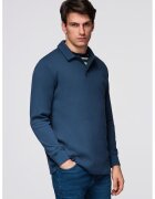 OMBRE Bluza polo din amestec de bumbac - Albastru inchis