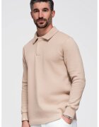 OMBRE Bluza polo din amestec de bumbac - Bej deschis