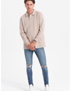 OMBRE Bluza polo din amestec de bumbac - Bej deschis