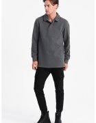 OMBRE Bluza polo din amestec de bumbac - Gri antracit