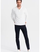 OMBRE Bluza polo din bumbac pique - Alb optic