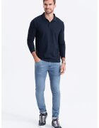 OMBRE Bluza polo din bumbac pique - Bleumarin