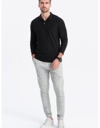 OMBRE Bluza polo din bumbac pique - Negru