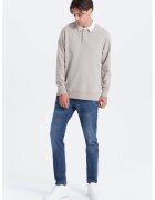 OMBRE Bluza polo lejera de trening cu fenta cu nasturi - Gri deschis