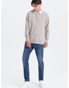 OMBRE Bluza polo lejera de trening cu fenta cu nasturi - Gri deschis