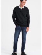 OMBRE Bluza polo lejera de trening cu fenta cu nasturi - Negru