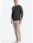 OMBRE Bluza texturata cu buzunar pe piept - Gri antracit