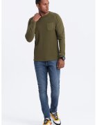 OMBRE Bluza texturata cu buzunar pe piept - Verde masliniu